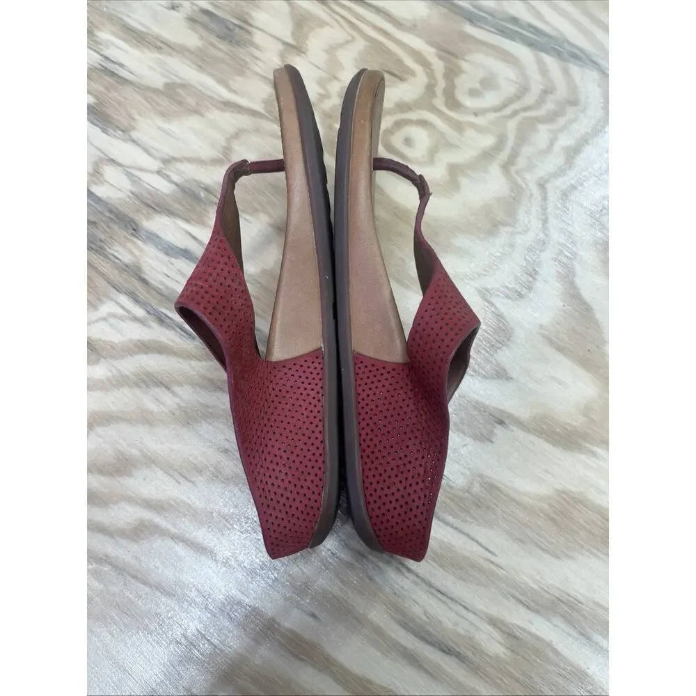 FitFlop Banda Perforated Leather Thong Toe-Post Sandal Size 5 Red Comfort Casual